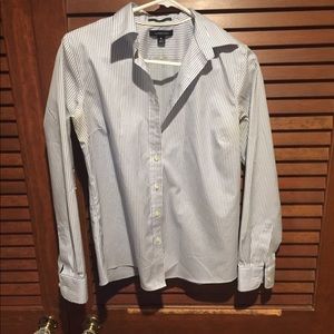 Lands End No Iron Pinpoint Oxford Shirt size 8